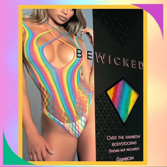 Over the Rainbow Criss Cross Fishnet Thong Cut NWT - Picture 6 of 7